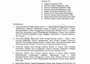 SURAT EDARAN BERSAMA  PPKM LEVEL 1