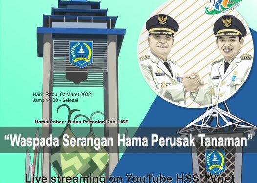 Assalamu’alaikum SanaKominfo!Jangan lewatkan Program Bupati Menjawab pukul 14:00 siang ini yaa! Kita akan kedatangan narasumber dari Dinas Pertanian Hss dengan tema “Waspada Serangan Hama Perusak Tanaman” yang tentunya akan menambah wawasan kita semua..Stay tune terus ya!