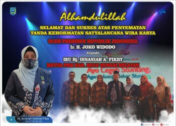 SELAMAT DAN SUKSES ATAS PENYEMATAN TANDA KEHORMATAN SATYALANCANA WIRA KARYA OLEH PRESIDEN RI KEPADA IBU Hj. ISNANIAH A. FIKRY