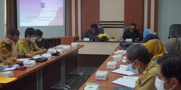 Sekda HSS Pimpin Rapat Monitoring Dan Evaluasi Progres Input MCP Komisi Pemberantasan Korupsi RI Tahun 2022
