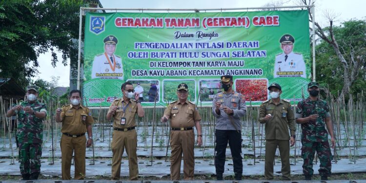 Canangkan Gerakan Tanam Cabe, Bupati HSS Drs. H. Achmad Fikry Bagikan Bibit Cabe kepada 13 Kelompok Tani.