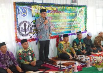 WABUP HSS HADIRI PERINGATAN ISRA MI’RAJ DAN HAUL ABAH GURU SEKUMPUL DI MTsN 6 HSS