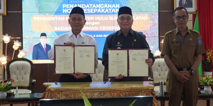 JALIN MOU DENGAN BADAN INFORMASI GEOSPASIAL, BUPATI HSS INGIN TINGKATKAN INFORMASI GEOSPASIAL