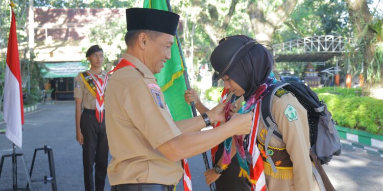 PESERTA RAIMUNA NASIONAL XII KWARTIR CABANG GERAKAN PRAMUKA KABUPATEN HULU SUNGAI SELATAN TAHUN 2023 RESMI DILEPAS