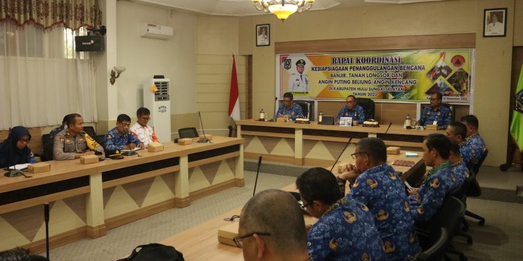 UPAYA ANTISIPASI POTENSI BENCANA, PEMKAB HSS GELAR RAKOOR KESIAPSIAGAAN PENANGGULANGAN BENCANA ALAM
