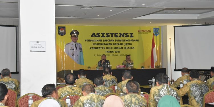 PJ BUPATI PIMPIN RAKOR PEMKAB HSS BULAN FEBRUARI 2024