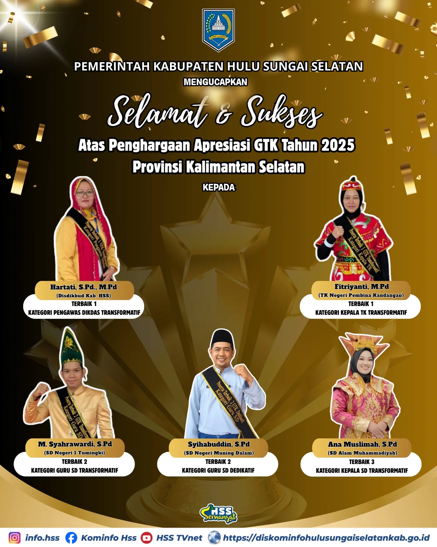 SELAMAT & SUKSES “ATAS PENGHARGAAN APRESIASI GTK TAHUN 2025 PROVINSI KALIMATAN SELATAN”