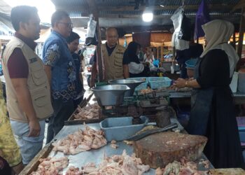 TIM SABER PERLINDUNGAN PANGAN HSS SIDAK PASAR TERPADU KANDANGAN, PASTIKAN STOK DAN HARGA STABIL JELANG RAMADHAN